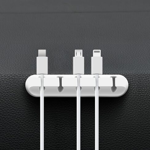 Desk Cable Organizer Clips - 5-Slot Holder with Grip Base, 4.5" for Office Setup Black in Saudi Arabia