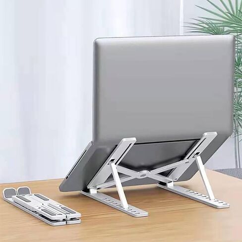 Universal Laptop Stand Adjustable Notebook Holder for MacBook Non-Slip Foldable Cooling Base Bracket for Laptop/Tablet/Phone (Black) in Saudi Arabia