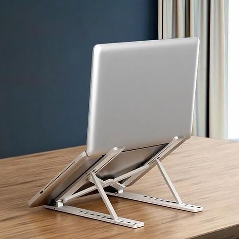 Universal Laptop Stand Adjustable Notebook Holder for MacBook Non-Slip Foldable Cooling Base Bracket for Laptop/Tablet/Phone (Black) in Saudi Arabia