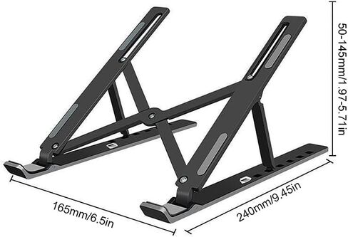 Universal Laptop Stand Adjustable Notebook Holder for MacBook Non-Slip Foldable Cooling Base Bracket for Laptop/Tablet/Phone (Black) in Saudi Arabia