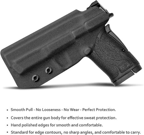 M&P Shield 380 EZ Holster IWB Kydex Holster Fit مخصص: Smith & Wesson M&P 380 Shield EZ Pistol - حزام الخصر الداخلي - Adj. عدم القدرة على الاحتفاظ - زر الغطاء المغناطيسي - عدم التآكل - عدم وجود اهتزاز in Kuwait