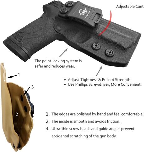M&P Shield 380 EZ Holster IWB Kydex Holster Fit مخصص: Smith & Wesson M&P 380 Shield EZ Pistol - حزام الخصر الداخلي - Adj. عدم القدرة على الاحتفاظ - زر الغطاء المغناطيسي - عدم التآكل - عدم وجود اهتزاز in Kuwait