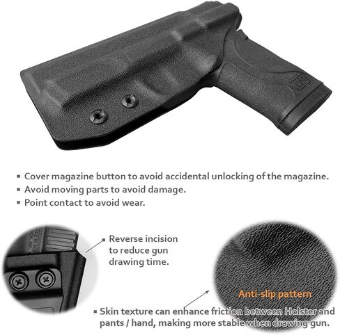 M&P Shield 380 EZ Holster IWB Kydex Holster Fit مخصص: Smith & Wesson M&P 380 Shield EZ Pistol - حزام الخصر الداخلي - Adj. عدم القدرة على الاحتفاظ - زر الغطاء المغناطيسي - عدم التآكل - عدم وجود اهتزاز in Kuwait