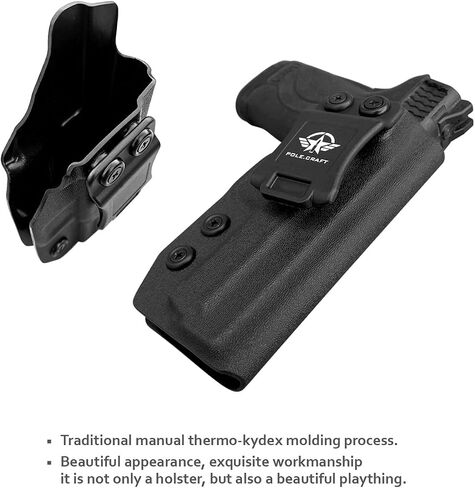 M&P Shield 380 EZ Holster IWB Kydex Holster Fit مخصص: Smith & Wesson M&P 380 Shield EZ Pistol - حزام الخصر الداخلي - Adj. عدم القدرة على الاحتفاظ - زر الغطاء المغناطيسي - عدم التآكل - عدم وجود اهتزاز in Kuwait