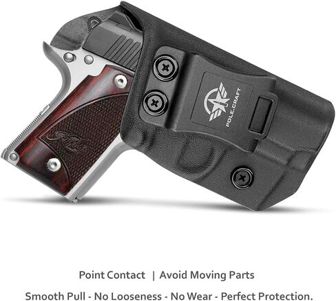 POLE.CRAFT IWB Kydex الحافظة لمسدس Kimber Micro 9mm - داخل حزام الخصر المخفي - Adj. عدم القدرة على الاحتفاظ - زر الغطاء المغناطيسي - عدم التآكل - عدم وجود اهتزاز in Saudi Arabia