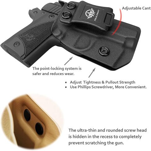 POLE.CRAFT IWB Kydex الحافظة لمسدس Kimber Micro 9mm - داخل حزام الخصر المخفي - Adj. عدم القدرة على الاحتفاظ - زر الغطاء المغناطيسي - عدم التآكل - عدم وجود اهتزاز in Saudi Arabia