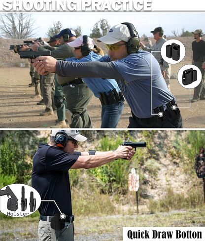 حافظة المسدس الأيسر لـ Glock 19/17 Gen 1 2 3 4 5، Glock 23/32 Gen 1 2 3 4، Glock 45/44/19X، حافظة مجداف OWB، حافظة تكتيكية مفتوحة الحزام، إطلاق سريع وحافظة غير قابلة للتعديل - اليد اليمنى/اليسرى in Kuwait