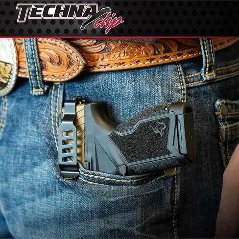 نظام إخفاء مشبك تكنا لمسدسات ACP 1911 .45 - مشبك مسدس فولاذي زنبركي عالي الكربون متين مع معطف تيفلون 1500 - الجانب الأيمن، مشبك حافظة مسدس سهل التركيب (أسود) in Kuwait
