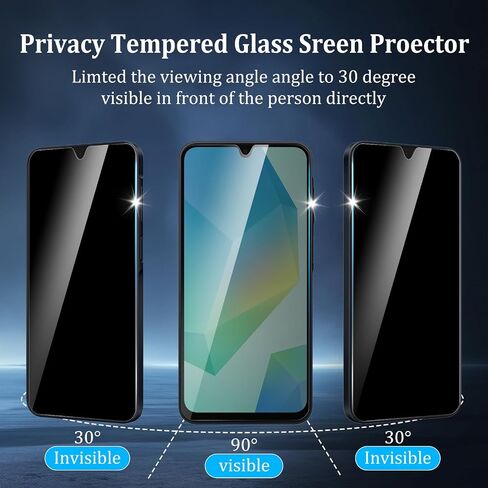 3 قطع واقي شاشة للخصوصية لهاتف Samsung Galaxy A16/A26، طبقة من الزجاج المقسى، صلابة 9H، مضاد للخدش، وضوح عالي الدقة، صديق للحافظة، سهل التركيب in Kuwait