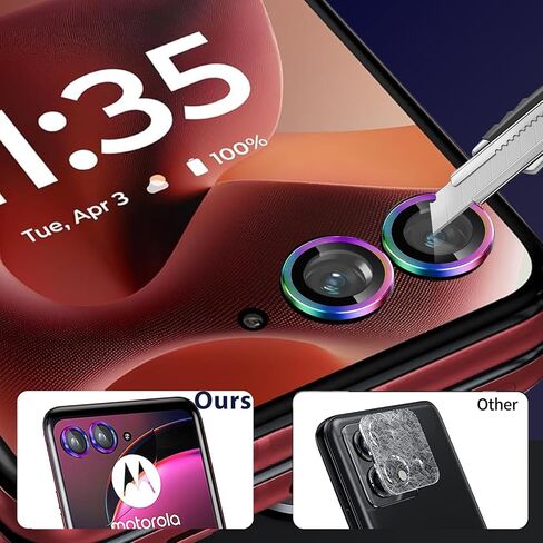 [عبوة من قطعتين من واقيات عدسات الكاميرا لهاتف Motorola Razr 60 Ultra/Motorola Razr Ultra 2025، وضوح عالي الدقة مقاوم للخدش رفيع للغاية مع حواف من الألومنيوم، غطاء عدسة معدني فردي، أسود in Kuwait