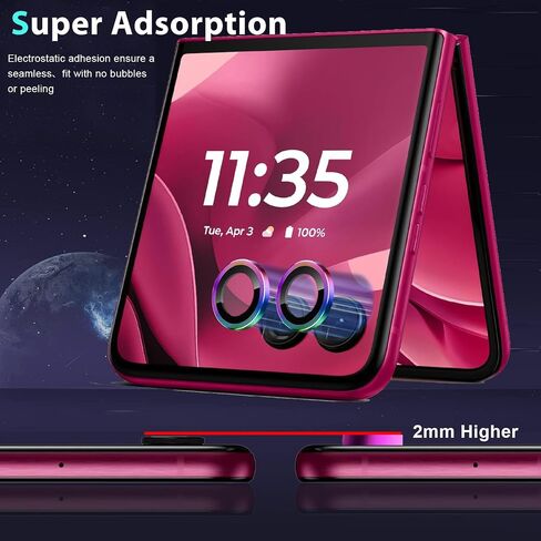 [عبوة من قطعتين من واقيات عدسات الكاميرا لهاتف Motorola Razr 60 Ultra/Motorola Razr Ultra 2025، وضوح عالي الدقة مقاوم للخدش رفيع للغاية مع حواف من الألومنيوم، غطاء عدسة معدني فردي، أسود in Kuwait
