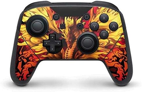 غلاف Skinit المخصص للألعاب متوافق مع وحدة تحكم Nintendo Switch Pro - مرخص رسميًا من Tate and Co. تصميم Fire Dragon in Saudi Arabia