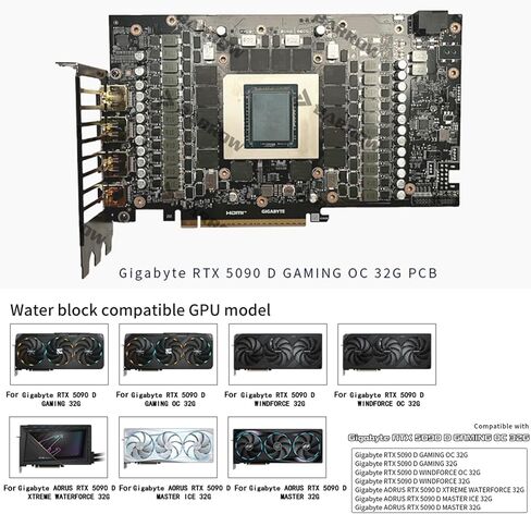 Barrow Copper GPU Water Block Compatible for Gigabyte RTX5090 D Gaimg/Windforce/Master, Full Coverage GPU Water Cooler Include Backplate, Liquid Cooling Graphics Card Water Cooling Block in Saudi Arabia