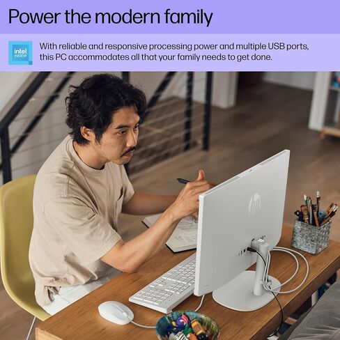 كمبيوتر مكتبي HP الكل في واحد مقاس 22 بوصة، شاشة FHD، Intel N200، ذاكرة الوصول العشوائي 8 جيجابايت، 256 جيجابايت SSD، Intel UHD Graphics، Windows 11 Home، 22-dg0012 (2024) (متجدد) in Saudi Arabia