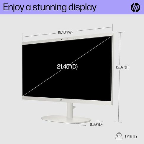 كمبيوتر مكتبي HP الكل في واحد مقاس 22 بوصة، شاشة FHD، Intel N200، ذاكرة الوصول العشوائي 8 جيجابايت، 256 جيجابايت SSD، Intel UHD Graphics، Windows 11 Home، 22-dg0012 (2024) (متجدد) in Saudi Arabia