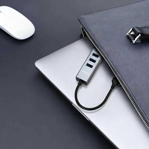 USB C to Ethernet Adapter, 4-in-1 USB C Hub with Gigabit LAN Port and 3 USB 3.0 Ports, Compatible with MacOS, Windows Linux Laptops, Driver-Free Setup, Portable RJ45 Dongle for Laptop in Saudi Arabia