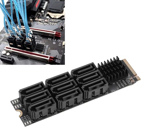 Zunate M.2 to SATA 3.0 Adapter, PCI Express M.2 to SATA 3.0 6Gbps 9 Ports Adapter, 16Gbps High Speed Hard Drive Extension Card for Multiple Operating Systems in Saudi Arabia