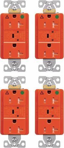 (case of 4) Eaton TRIG8362RNS 20 Amp TVSS Surge Protection Duplex Receptacle w/Alarm and LED Indicators, Hospital Grade, Tamper Resistant, Orange, LED Verify Surge Protection & Ground, 125V. in Saudi Arabia