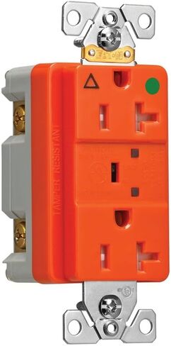 (case of 4) Eaton TRIG8362RNS 20 Amp TVSS Surge Protection Duplex Receptacle w/Alarm and LED Indicators, Hospital Grade, Tamper Resistant, Orange, LED Verify Surge Protection & Ground, 125V. in Saudi Arabia