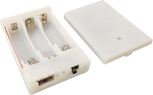 حامل بطاريات 3 AA مع مفتاح تشغيل/إيقاف منفذ USB، صندوق حامل بطاريات AA 3 × 1.5 فولت لسلسلة مصابيح LED DIY، لافتة نيون (أبيض، عبوة واحدة) in Saudi Arabia