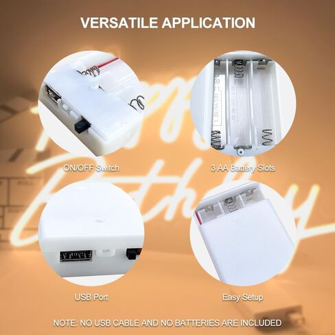 حامل بطاريات 3 AA مع مفتاح تشغيل/إيقاف منفذ USB، صندوق حامل بطاريات AA 3 × 1.5 فولت لسلسلة مصابيح LED DIY، لافتة نيون (أبيض، عبوة واحدة) in Saudi Arabia