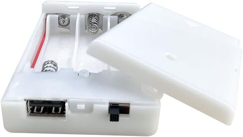 حامل بطاريات 3 AA مع مفتاح تشغيل/إيقاف منفذ USB، صندوق حامل بطاريات AA 3 × 1.5 فولت لسلسلة مصابيح LED DIY، لافتة نيون (أبيض، عبوة واحدة) in Saudi Arabia