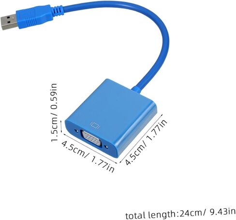 كابل محول USB 3.0 إلى VGA لعرض الفيديو الخارجي، الشاشات وأجهزة العرض المتوافقة، تصميم متين، اتصال سهل لأجهزة الكمبيوتر المحمولة وأجهزة الكمبيوتر الشخصية in Kuwait