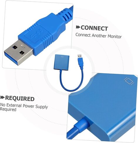 كابل محول USB 3.0 إلى VGA لعرض الفيديو الخارجي، الشاشات وأجهزة العرض المتوافقة، تصميم متين، اتصال سهل لأجهزة الكمبيوتر المحمولة وأجهزة الكمبيوتر الشخصية in Kuwait