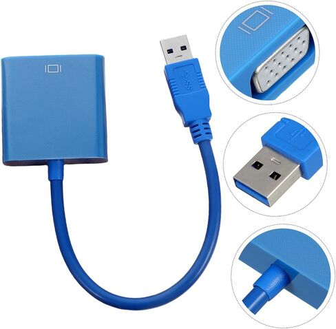 كابل محول USB 3.0 إلى VGA لعرض الفيديو الخارجي، الشاشات وأجهزة العرض المتوافقة، تصميم متين، اتصال سهل لأجهزة الكمبيوتر المحمولة وأجهزة الكمبيوتر الشخصية in Kuwait