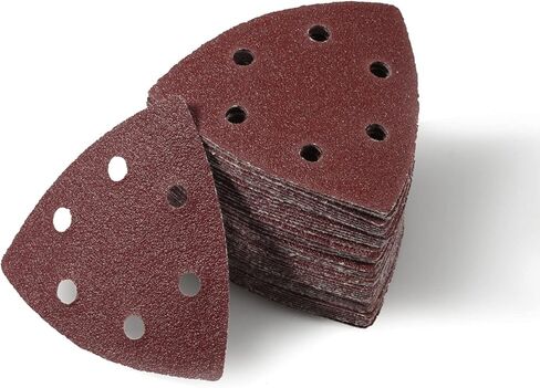 Triangle Sanding Pads 50pcs 3.5 Inch 60 Grit Oscillating Tool Woodworking Metal Sandpaper with 6 Holes Hook and Loop in Saudi Arabia