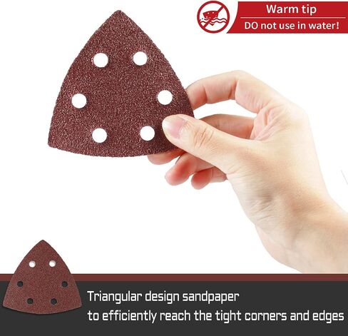 Triangle Sanding Pads 50pcs 3.5 Inch 60 Grit Oscillating Tool Woodworking Metal Sandpaper with 6 Holes Hook and Loop in Saudi Arabia