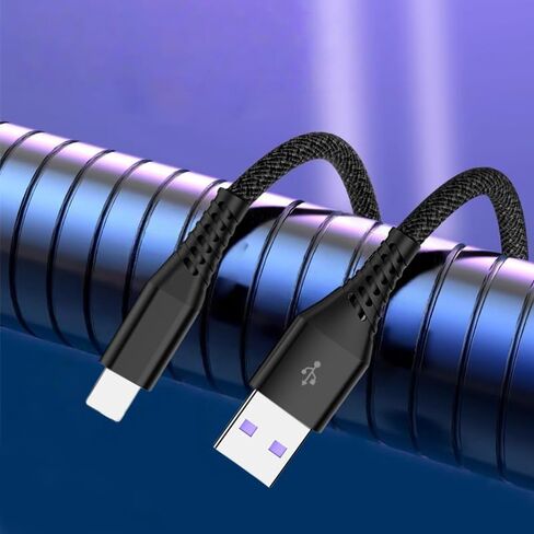 شاحن iPhone سريع، 6FT لكابل Lightning إلى USB كابل شحن USB مضفر من النايلون سلك نقل عالي السرعة لهاتف iPhone 14/13/12/11 Pro Max/XS MAX/XR/XS/iPad، أسود in Saudi Arabia