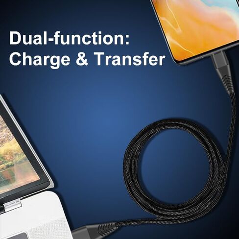 شاحن iPhone سريع، 6FT لكابل Lightning إلى USB كابل شحن USB مضفر من النايلون سلك نقل عالي السرعة لهاتف iPhone 14/13/12/11 Pro Max/XS MAX/XR/XS/iPad، أسود in Saudi Arabia