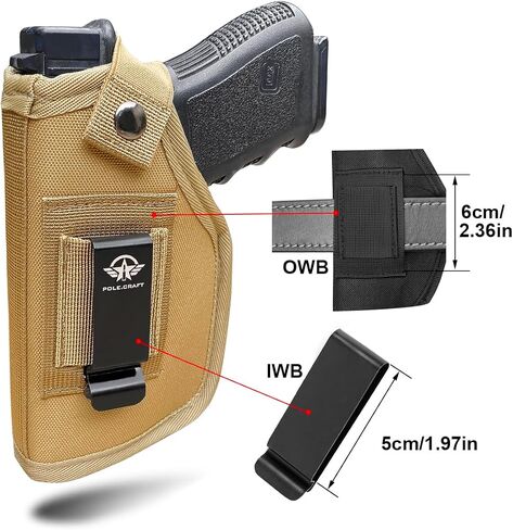 حافظة POLE.CRAFT للمسدس المزودة بضوء ليزر: Glock 19 19X 25 44 45⎜Glock 43 43X⎜Sig Sauer P365 /P365 SAS مع ضوء ليزر TLR6 & CT - من الداخل⎜حزام خصر خارجي - حقيبة ماج - اليد اليمنى ⎸ اليد اليسرى in Saudi Arabia