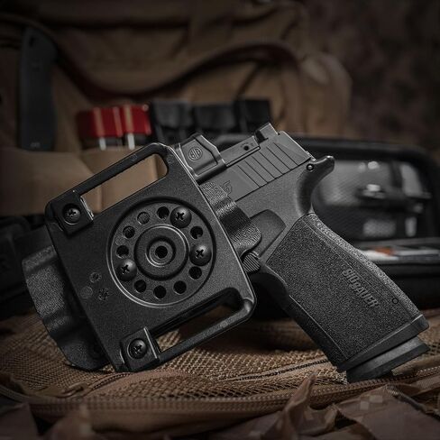 GRITR OWB Kydex Sig Sauer P365-XMACRO Open Carry Pistol Holster for Men & Women w/Optic Cut, Open Bottom, Adjustable Belt Loops, Fits Safariland QLS/G-Code RTI Attachments - Right/Left Hand Options in Kuwait