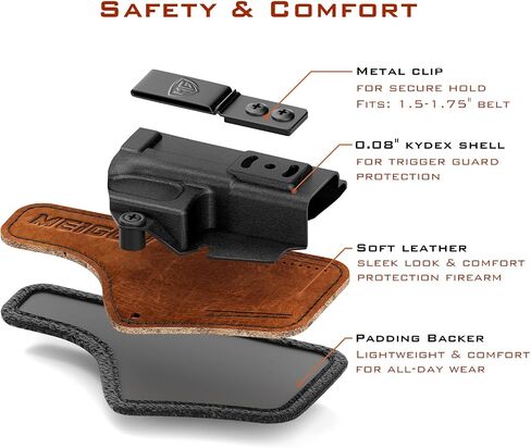 M&P Shield/Plus Holster with Comfort Foam Pad, IWB Kydex and Leather Hybrid Holster for Smith and Wesson M&P Shield 9mm/40, S&W M&P Shield Plus Pistol, Appendix Carry Holster for Concealed Carry in Saudi Arabia