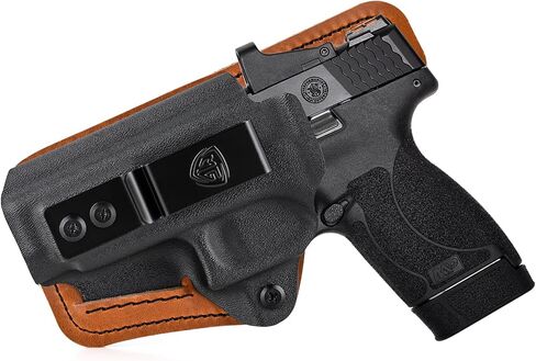 M&P Shield/Plus Holster with Comfort Foam Pad, IWB Kydex and Leather Hybrid Holster for Smith and Wesson M&P Shield 9mm/40, S&W M&P Shield Plus Pistol, Appendix Carry Holster for Concealed Carry in Saudi Arabia