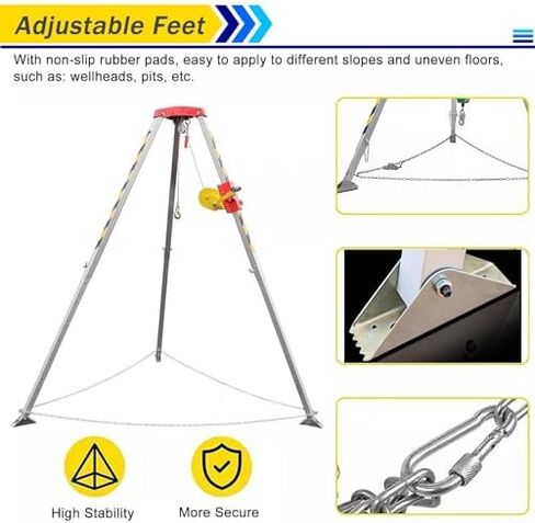 Emergency Rescue Tripod Kit - Adjustable Retractable Legs for Confined Space Safety in Tunnels, Sewers, Flues - Essential Equipment for Emergency Response and Rescue Operations in Kuwait