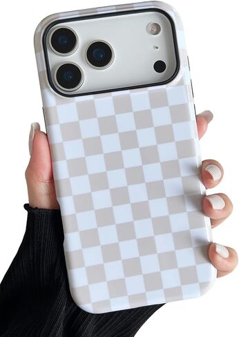 حافظة Longlayss متوافقة مع هاتف iPhone 17 Pro Max، حافظة هاتف جمالية لطيفة على شكل مربعات للنساء والفتيات مقاومة للصدمات من مادة TPU وغطاء واقٍ صلب من البولي كربونات (أسود) in Kuwait