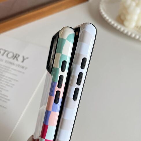 حافظة Longlayss متوافقة مع هاتف iPhone 17 Pro Max، حافظة هاتف جمالية لطيفة على شكل مربعات للنساء والفتيات مقاومة للصدمات من مادة TPU وغطاء واقٍ صلب من البولي كربونات (أسود) in Kuwait