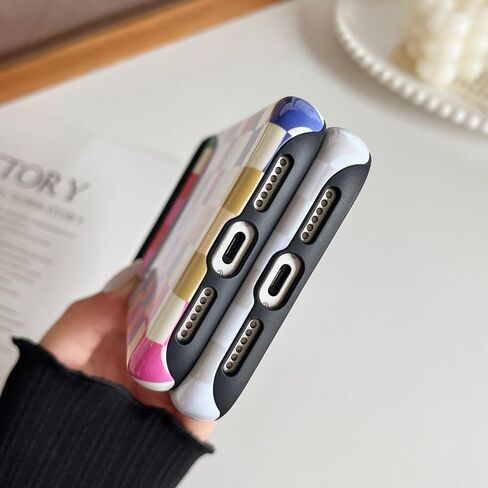 حافظة Longlayss متوافقة مع هاتف iPhone 17 Pro Max، حافظة هاتف جمالية لطيفة على شكل مربعات للنساء والفتيات مقاومة للصدمات من مادة TPU وغطاء واقٍ صلب من البولي كربونات (أسود) in Kuwait