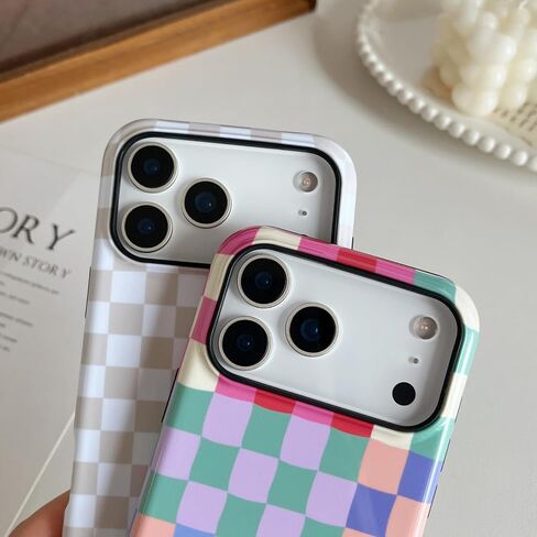 حافظة Longlayss متوافقة مع هاتف iPhone 17 Pro Max، حافظة هاتف جمالية لطيفة على شكل مربعات للنساء والفتيات مقاومة للصدمات من مادة TPU وغطاء واقٍ صلب من البولي كربونات (أسود) in Kuwait