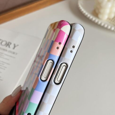 حافظة Longlayss متوافقة مع هاتف iPhone 17 Pro Max، حافظة هاتف جمالية لطيفة على شكل مربعات للنساء والفتيات مقاومة للصدمات من مادة TPU وغطاء واقٍ صلب من البولي كربونات (أسود) in Kuwait