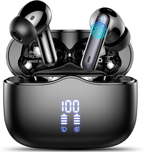 Wireless Earbuds, 2025 Bluetooth 5.4 Ear Buds in Ear with 4 ENC Noise Cancelling Mic, New Wireless Earphones HiFi Stereo Deep Bass 40H Playtime, In-Ear Bluetooth Earbuds LED Display IP7 Waterproof in Kuwait