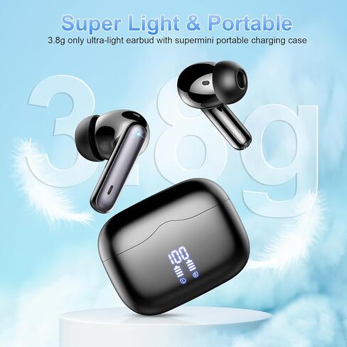 Wireless Earbuds, 2025 Bluetooth 5.4 Ear Buds in Ear with 4 ENC Noise Cancelling Mic, New Wireless Earphones HiFi Stereo Deep Bass 40H Playtime, In-Ear Bluetooth Earbuds LED Display IP7 Waterproof in Kuwait