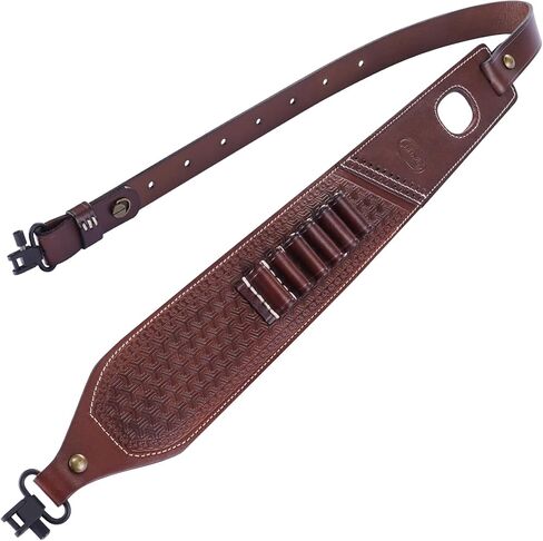 CVLIFE Leather Rifle Sling Two Point Sling Leather Gun Sling with Ammo Holder Adjustable Gun Strap Traditional Sling with Swivels in Saudi Arabia