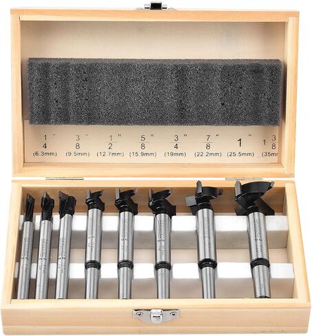 Mollom Carbide Forstner Drill Bit Set 15 Pieces(6.3-35mm), Woodworking with YG8 Carbide Steel Thickened Blades, Hinge Cutter Tool Kits Ideal for Wood, Plastic, Plywood in Saudi Arabia