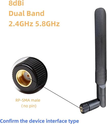 هوائي واي فاي ثنائي النطاق 2.4 جيجا هرتز 5.8 جيجا هرتز 8dBi WiFi RP-SMA هوائي ذكر لأجهزة التوجيه اللاسلكية وشاشة مراقبة سطح المكتب (عبوتان) Gytovvvz in Kuwait