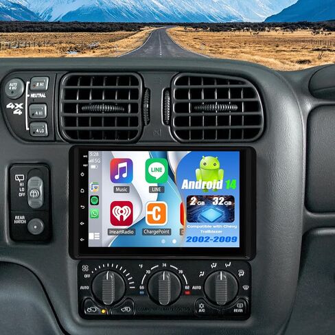 Android 14 Double Din Car Stereo Upgrade Radio for Chevy Trailblazer 2002-2009, 2G+32G 7" Touchscreen Wireless Carplay Android Auto GPS WiFi Bluetooth RDS SWC Mirrorlink Mic Backup Camera in Saudi Arabia