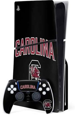 Skinit Decal Gaming Skin Compatible with PS5 Slim Disk Bundle - Officially Licensed University of South Carolina Gamecocks Logo Red Design in Saudi Arabia